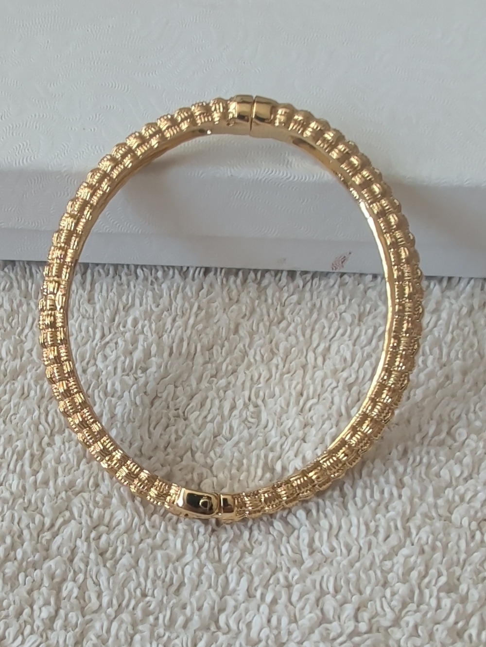 Talbots Gold-tone Textured Hinged Bangle Bracelet